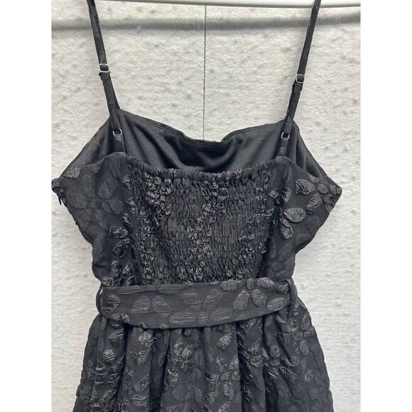 TCEC‎ Black Mini Dress Lacy Witchygoth Rave Spaghetti Strap Y2K Blousy Hem - Picture 8 of 12